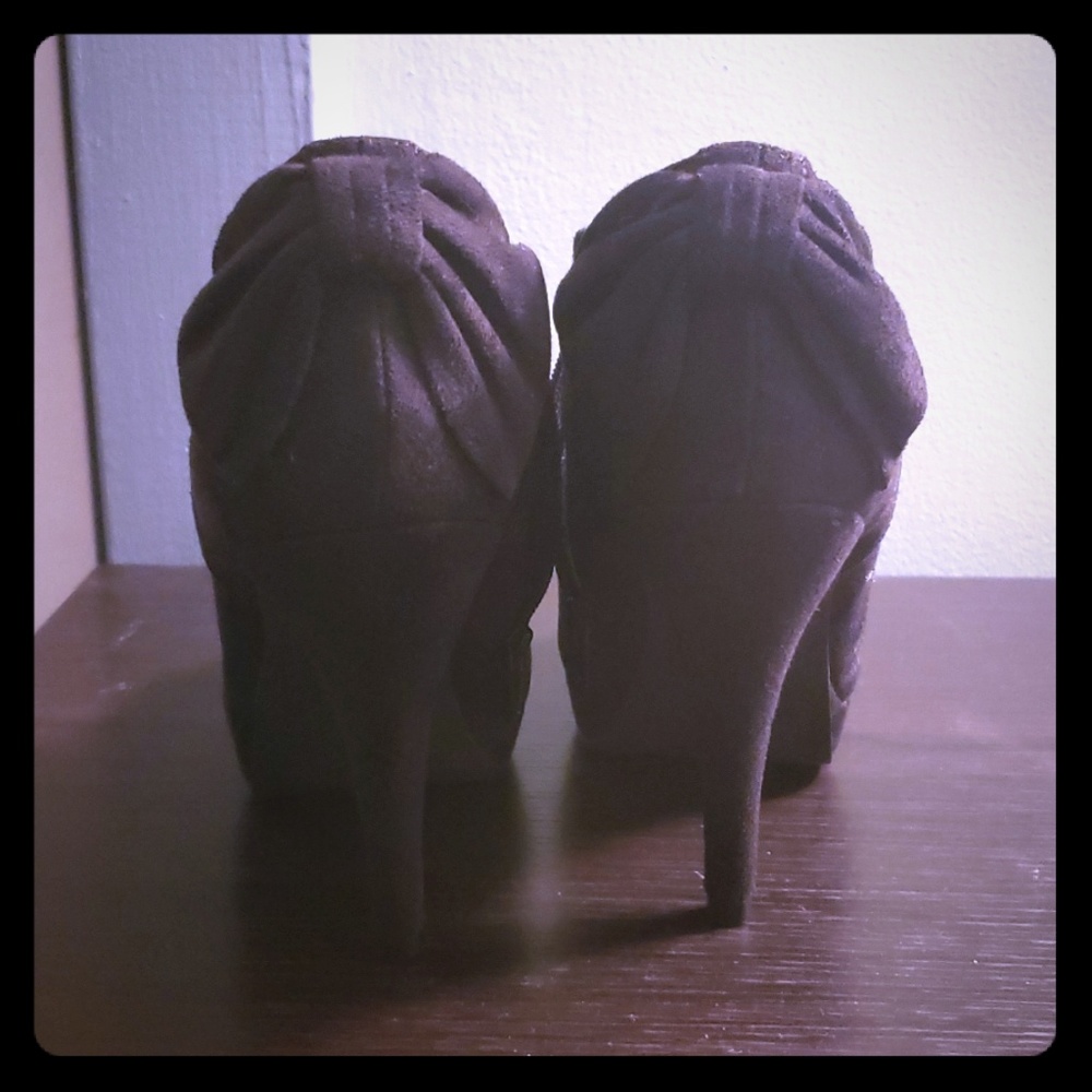 Faux Suede Booties with Bow Detail
